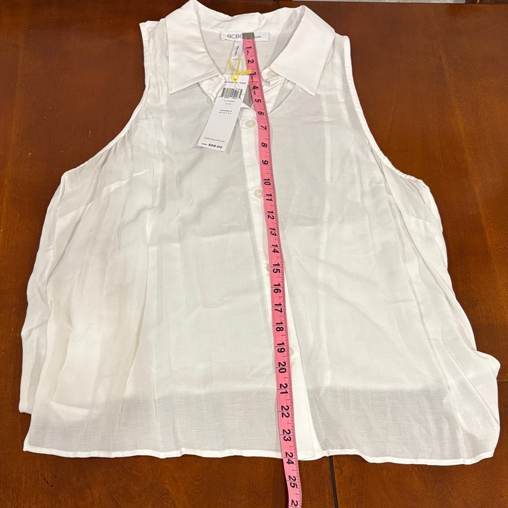 BCBGeneration Sheer White Sleeveless‎ Blouse - Picture 9 of 10